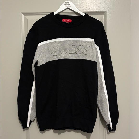 GUESS Men's Sweater in Black and Gray - Picture 1 of 5